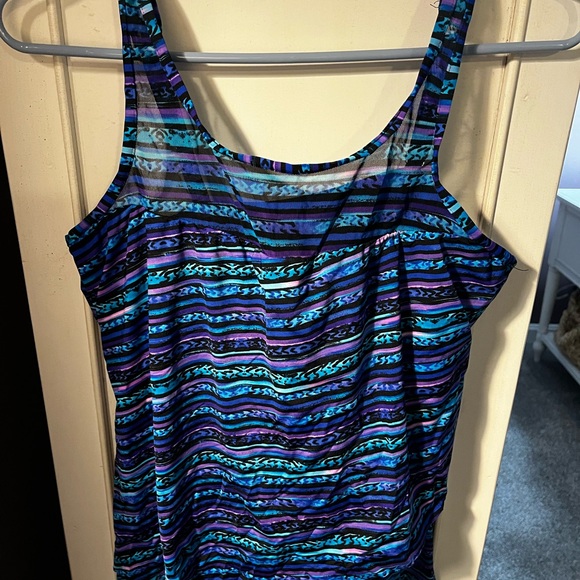 Women's Blue Striped Tankini Top (size 10DD) - Picture 5 of 8